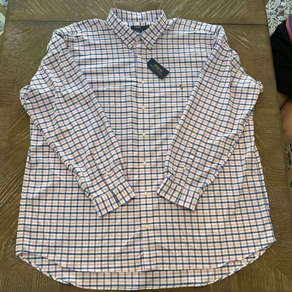 NEW Polo Ralph Lauren 4XLT Performance BLUE/PINK Plaid Button-Down Men's Shirt - Picture 7 of 8